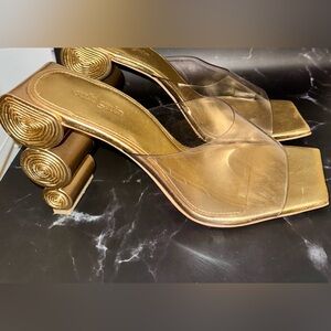 Cult Gaia Gold Heels with Unique Spiral Design